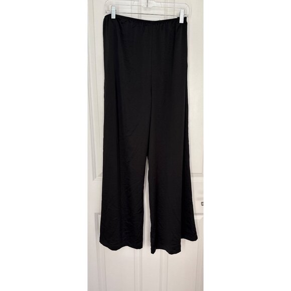 Auden Medium Satin Wide-Leg Black Sleep Pants NEW - Picture 4 of 5